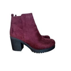 Dream Pairs Women's Burgundy Chunky Heel Ankle Boots Size 6.5